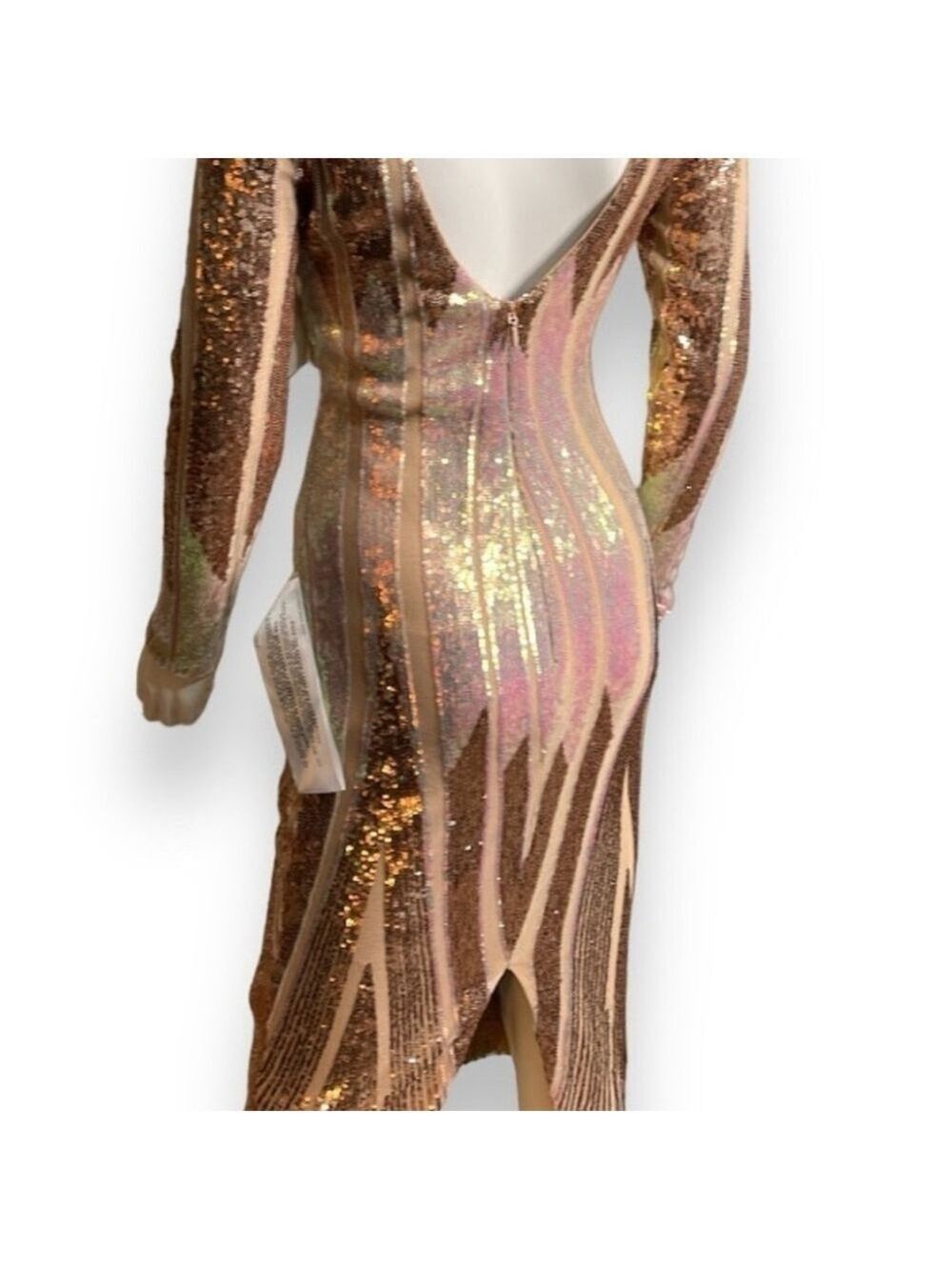 Dress The Population Black Label Emery Sequin Bodycon Midi Dress Size Small - Picture 10 of 14